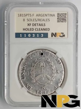 1815PTS F 8 S/R Argentina  XF DETAILS HOLED CLEANED