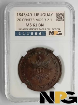 1843 Uruguay 20 Centésimos 3.2.1