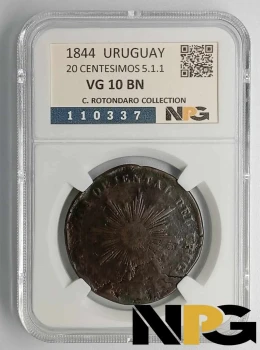 1844 Uruguay 20 Centesimos 5.1.1.