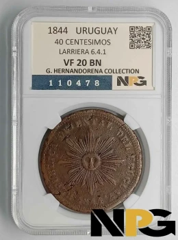 1844 Uruguay 40 Centesimos 6.4.1.
