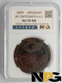 1844 Uruguay 40 Centesimos 6.4.1.