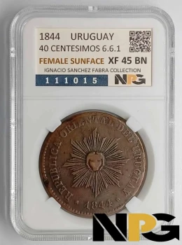 1844 Uruguay 40 Centésimos 6.6.1