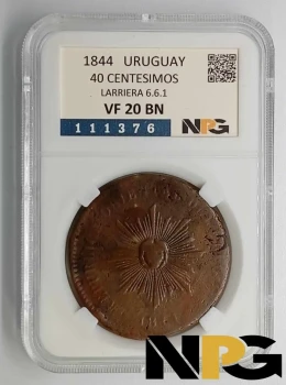 1844 Uruguay 40 Centésimos 6.6.1