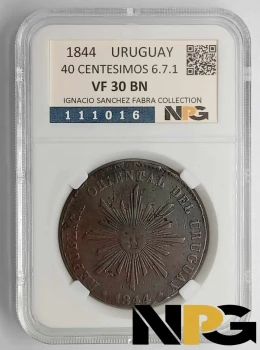 1844 Uruguay 40 Centésimos 6.7.1