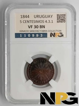 1844 Uruguay 5 Centésimos 4.3.1