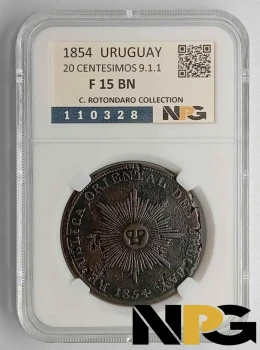 1854 Uruguay 20 Centesimos 9.1.1.