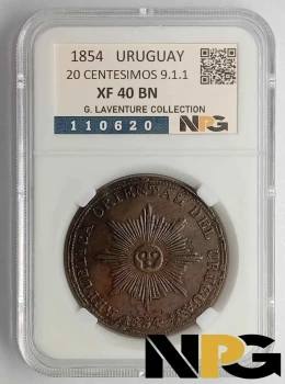 1854 Uruguay  20 CENTESIMOS 9.1.1.