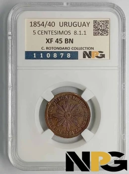 1854 Uruguay 5 Centesimos 8.1.1
