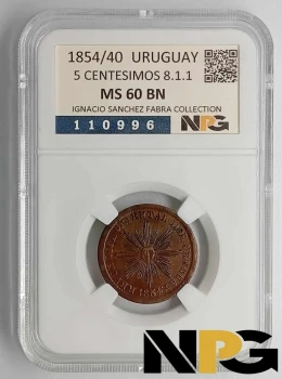 1854 Uruguay 5 Centesimos 8.1.1.