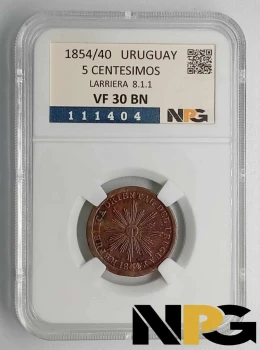 1854 Uruguay 5 Centesimos 8.1.1.