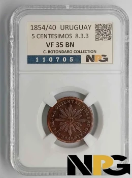 1854 Uruguay 5 Centesimos 8.3.3