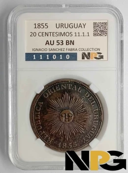 1855 Uruguay 20 Centésimos 11.1.1 1855 Uruguay 20 Centésimos 11.1.1