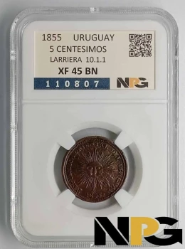 1855 Uruguay 5 Centesimos