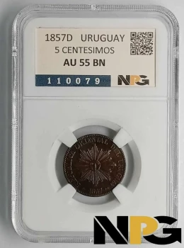 1857D Uruguay 5 Centesimos