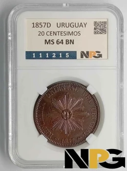 1857D Uruguay 20 Centesimos 1857D Uruguay 20 Centesimos