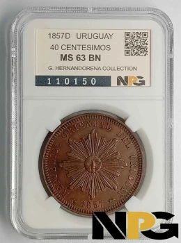 1857D Uruguay 40 Centesimos