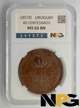 1857D Uruguay 40 Centesimos 1857D Uruguay 40 Centesimos