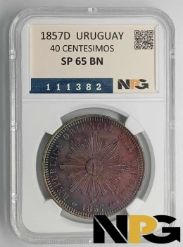 1857D Uruguay 40 Centesimos