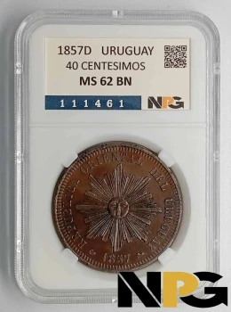 1857D Uruguay 40 Centesimos 1857D Uruguay 40 Centesimos