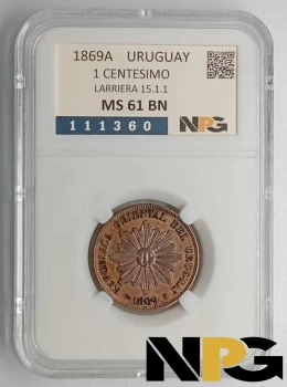1869A Uruguay 1 Centesimo 1869A Uruguay 1 Centesimo