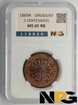 1869A Uruguay 2 Centesimos