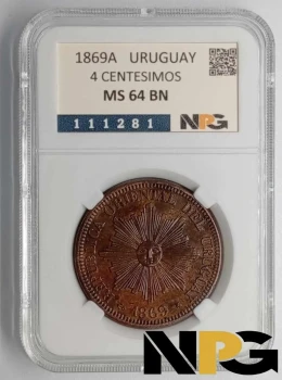 1869A Uruguay 4 Centesimos 1869A Uruguay 4 Centesimos