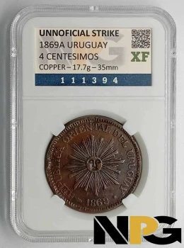 1869A Uruguay 4 Centesimos 1869A Uruguay 4 Centesimos