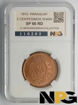 1870 Paraguay 2 CENTESIMOS SHAW