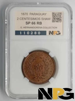 1870 Paraguay 2 CENTESIMOS SHAW
