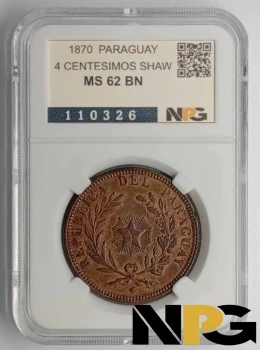 1870 Paraguay  4 CENTESIMOS SHAW
