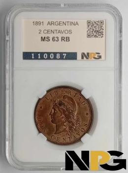1891 Argentina 2 Centavos