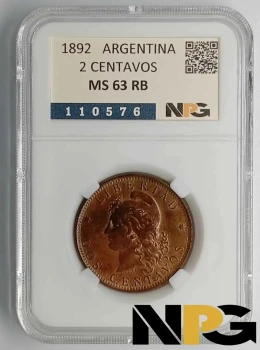 1892 Argentina 2 Centavos