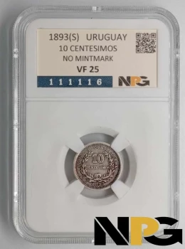 1893 Uruguay 10 Centesimos 1893 Uruguay 10 Centesimos