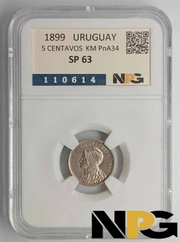 1899 Uruguay 5 Centavos