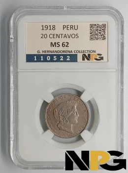 1918 Peru 20 Centavos