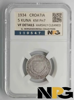 1934 Croatia 5 kuna KM Pn7