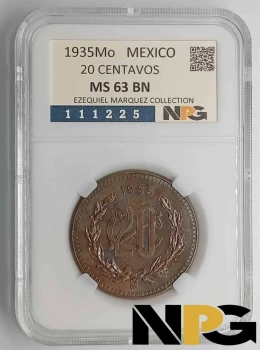1935Mo Mexico 20 Centavos 1935Mo Mexico 20 Centavos