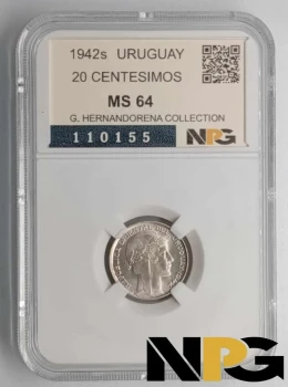 1942s Uruguay 20 Centesimos