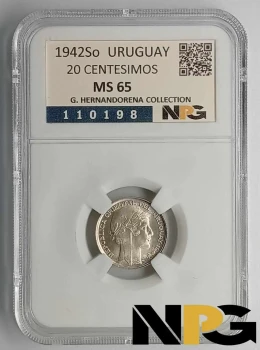 1942s Uruguay 20 Centesimos