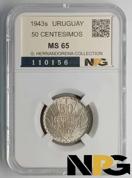 1943s Uruguay 50 Centesimos
