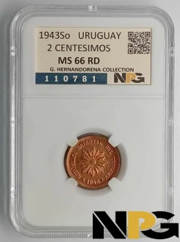 1943So Uruguay 2 Centesimos 1943So Uruguay 2 Centesimos