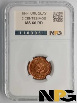 1944 Uruguay 2 Centesimos