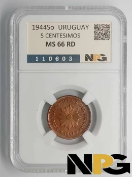 1944 Uruguay 5 Centesimos