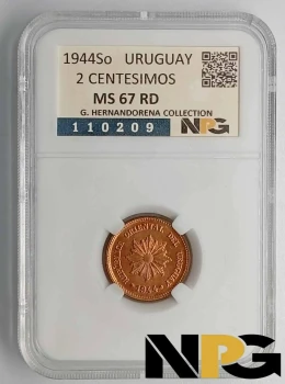 1944s Uruguay 2 Centesimos 1944s Uruguay 2 Centesimos