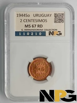 1944s Uruguay 2 Centesimos 1944s Uruguay 2 Centesimos