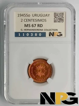 1945 Uruguay 2 Centesimos