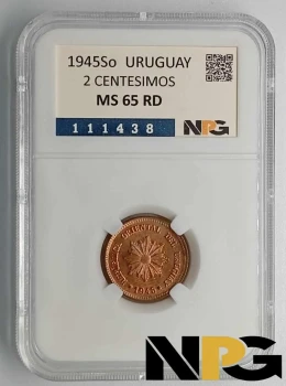 1945So Uruguay 2 Centesimos 1945So Uruguay 2 Centesimos
