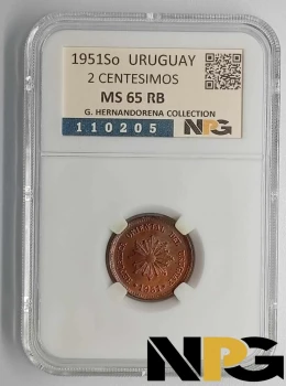 1951s Uruguay 2 Centesimos 1951s Uruguay 2 Centesimos