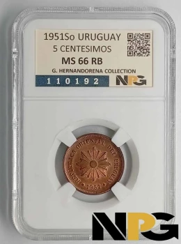 1951s Uruguay 5 Centesimos 1951s Uruguay 5 Centesimos