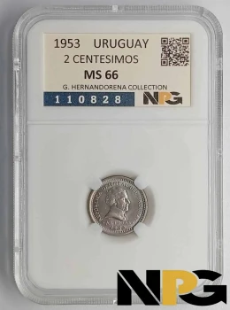 1953 Uruguay 2 Centesimos